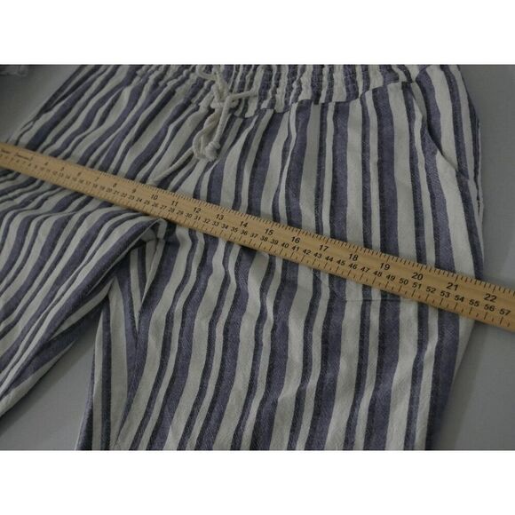 Roxy Women's Oceanside Striped Drawstring Pockets Linen Pants XL - Picture 7 of 12